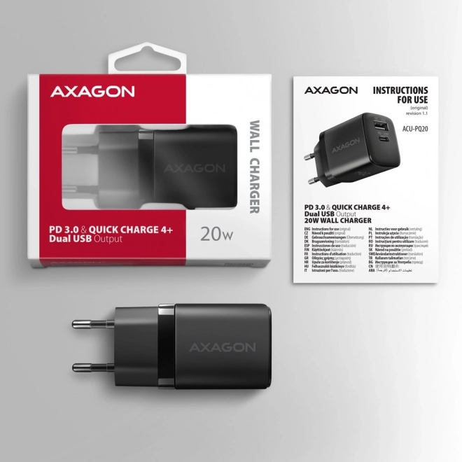 Rýchla nabíjačka AXAGON 20W čierna