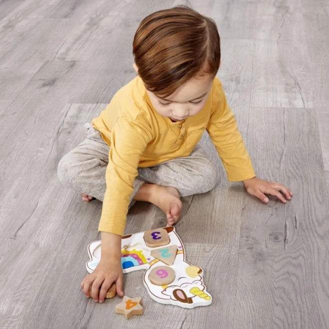 Little Tikes Drevené puzzle s číslami - Jednorožec, Dinosaurus, Lama