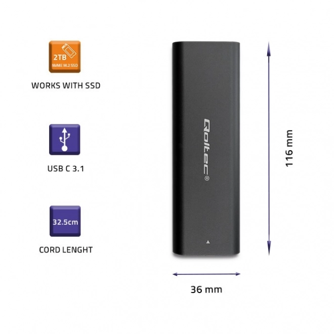 Kryt na disk SSD M.2 USB typ C NVME Qoltec