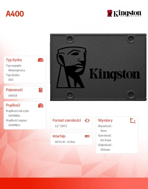 SSD disk Kingston A400 480 GB