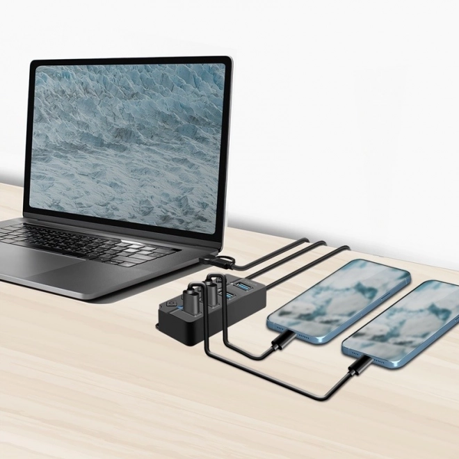 USB Hub so 4 portmi, 3.2 Gen 1, čierny