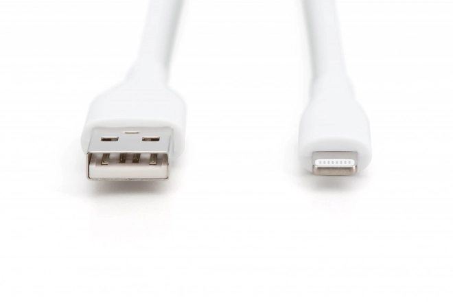 Silikónový USB-A na Lightning kábel, certifikovaný MFI, 2m Biela