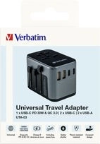 Univerzálny cestovný adaptér Verbatim UTA-03 s nabíjačkou PD 30W