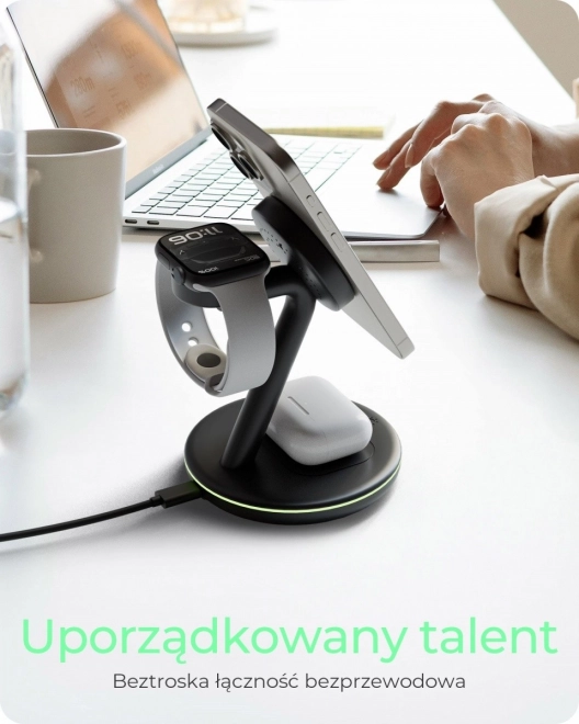Bezdrôtová nabíjacia stanica 3v1 pre smartfóny a slúchadlá