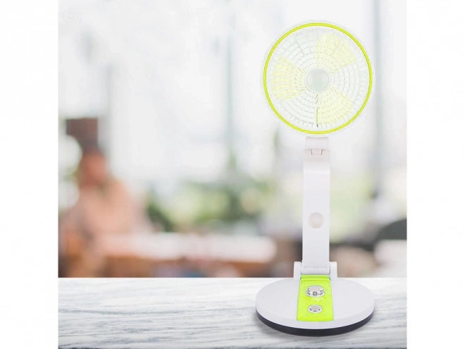Skladací prenosný ventilátor s LED lampou na USB nabíjanie