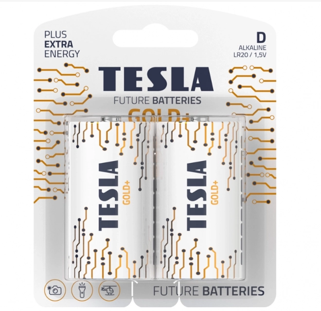 Alkalická Bateria Tesla Gold+ LR20 1.5V 2ks