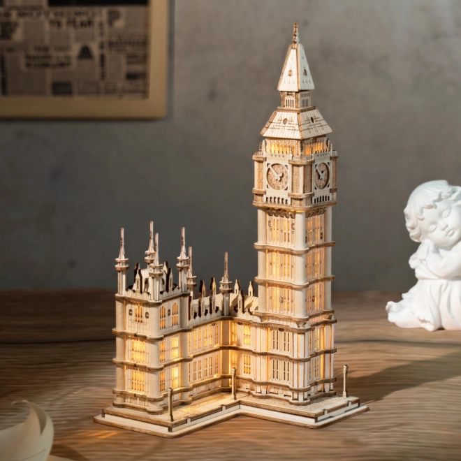 RoboTime drevené 3D puzzle vežové hodiny Big Ben svietiace