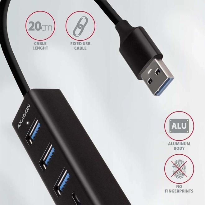 Viacportový hub USB AXAGON HMA-CR3A so čítačkou kariet