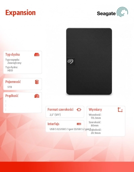 Externý disk Seagate Expansion 5TB čierny