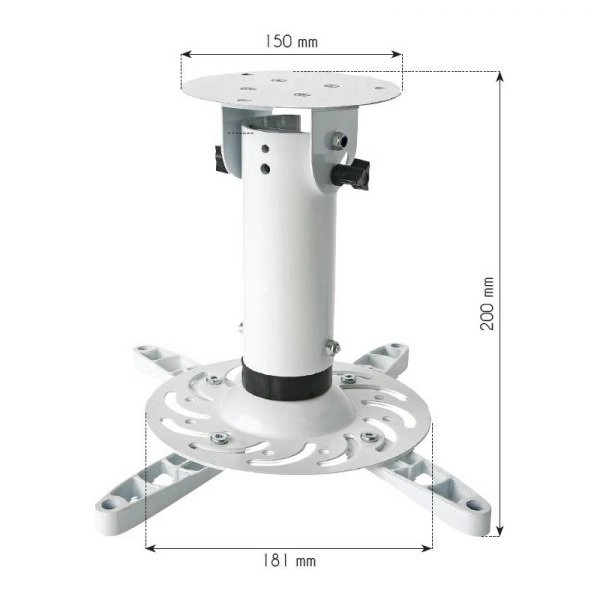 Stropné rameno na projektor 20 cm, nosnosť 15 kg, biele