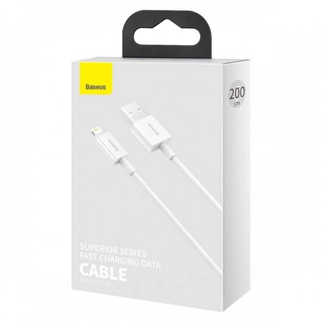 Kábel USB na iPhone 2.4A 2m Bílý