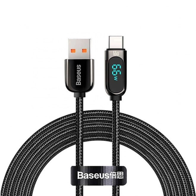 Kábel Baseus s displejom USB na Type-C, 66W, 1m, čierny