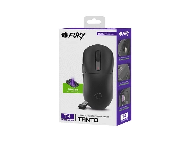 Bezdrôtová myš Fury Tanto T4 RGB 12000DPI čierna