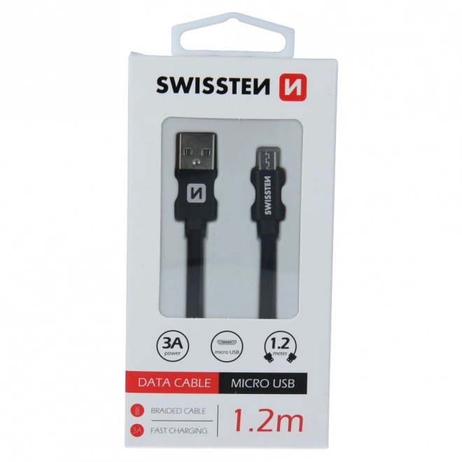 Kábel USB / Micro USB 1.2 m Swissten - čierny