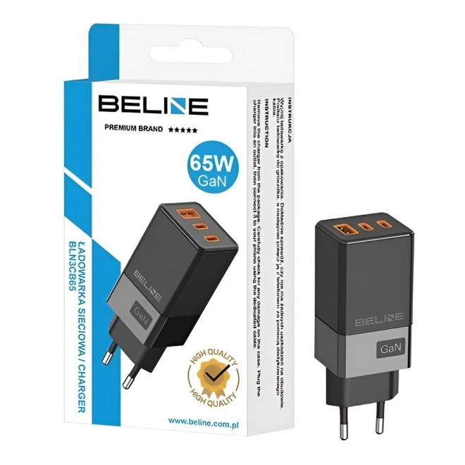 Sieťová nabíjačka 65 W GaN s 2x USB-C+USB-A Čierna