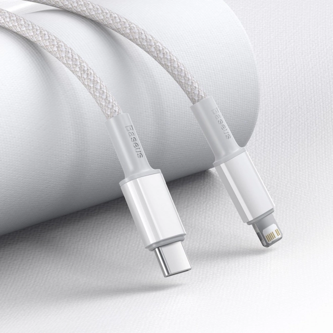 USB-C na Lightning kábel Baseus s vysokou hustotou opletenia, 20W, PD, 2m (biely)