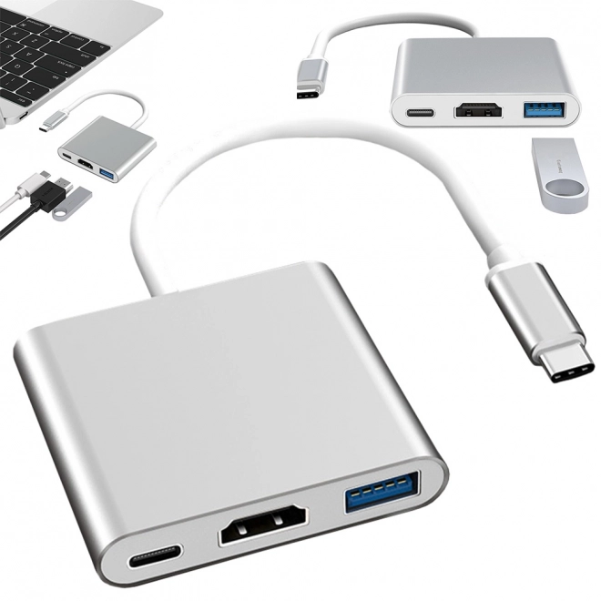 Adaptér USB-C 3v1 s HDMI a USB 3.0
