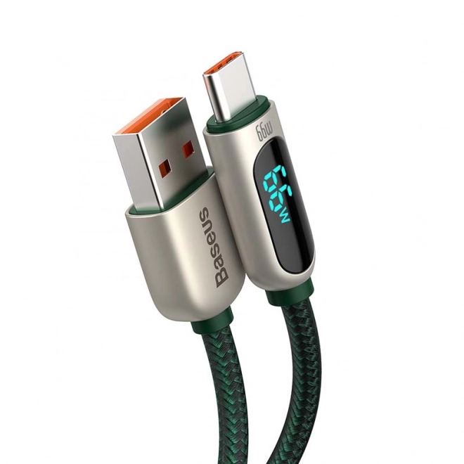 Baseus Kábel s displejom USB na Type-C, 66W, 1m (zelená)