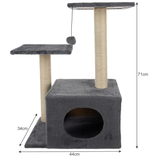 Šedé mačacie škrabadlo s 4 poschodiami 71 cm