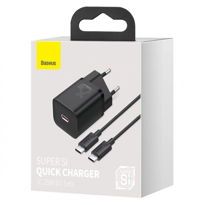 Nabíjačka Baseus Super Si Quick 1C 25W s USB-C/USB-C káblom 1m (čierna)