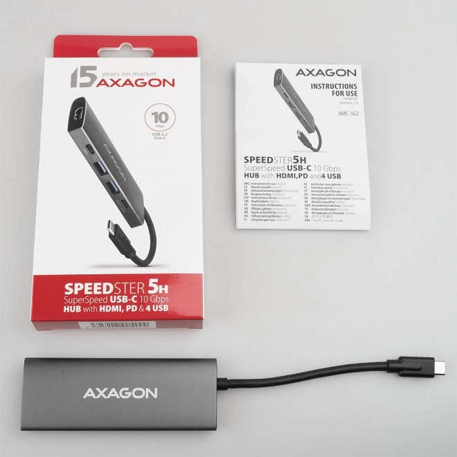 Wielofunkčný USB-C hub AXAGON HMC-5G2 Speedster