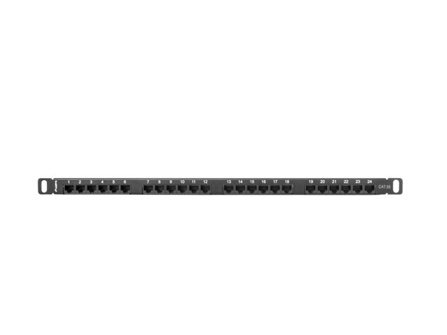 Patch panel 24 portový 0.5U Kat.5E čierny