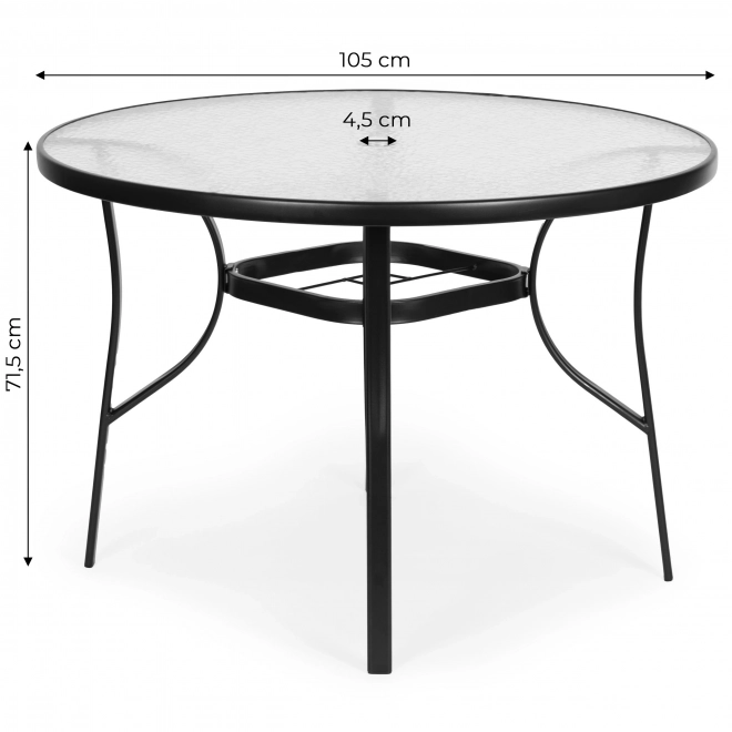 Okrúhly záhradný stôl 80 cm s otvorom na slnečník