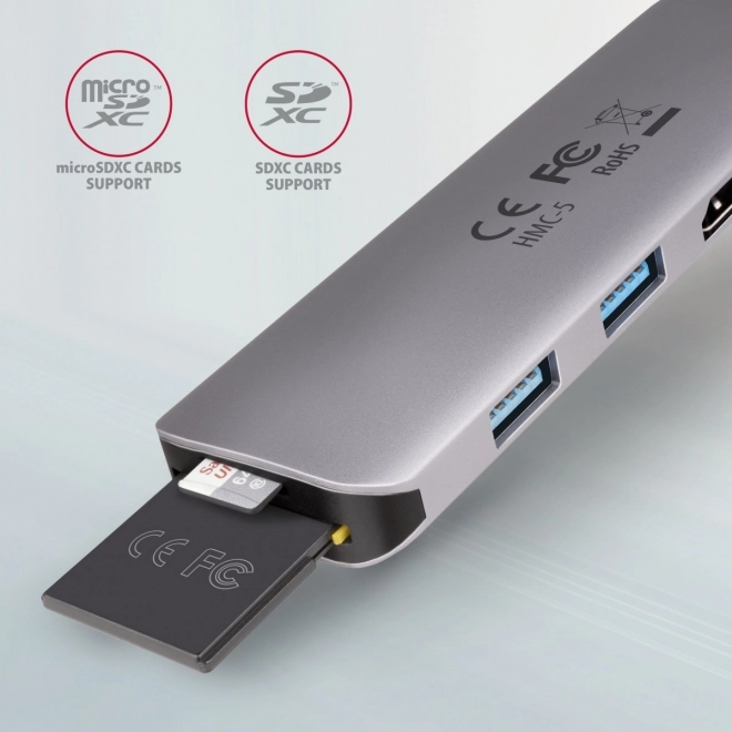 Wieloportový hub AXAGON 5v1 USB 3.2 Gen 1