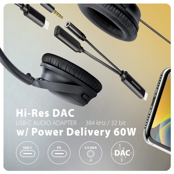 Externá zvuková karta USB-C 32bit DAC s Power Delivery