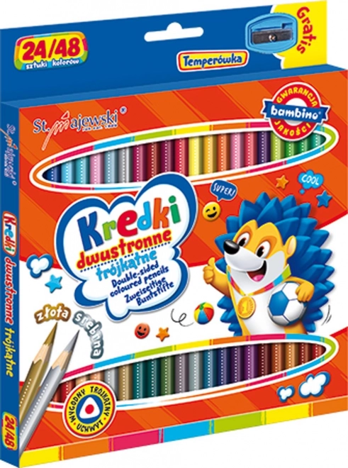 Bambino obojstranné trojhranné pastelky s orezávačom - 24 kusov