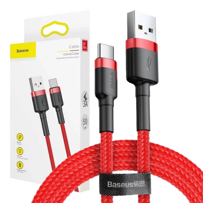 Kábel Baseus Cafule USB-C 3A 1m červený