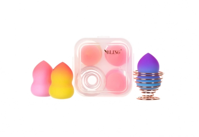 Beauty blender set Ombre: Sada 3 mixovacích hubiek a Bling stojan