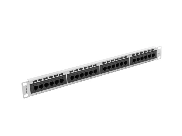 Patch panel 24 portov 1U sivý, kategória 6
