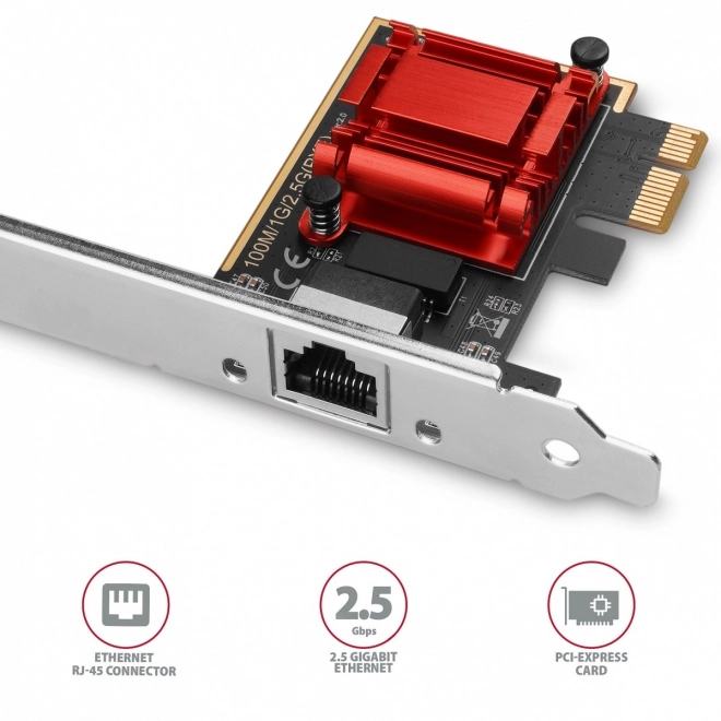 Rýchla sieťová karta AXAGON PCIe 2.5 Gigabit Ethernet