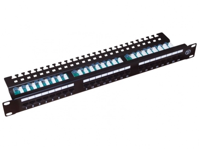 Patch panel UTP Cat 5e, 24 portov, LSA, 1U s policou