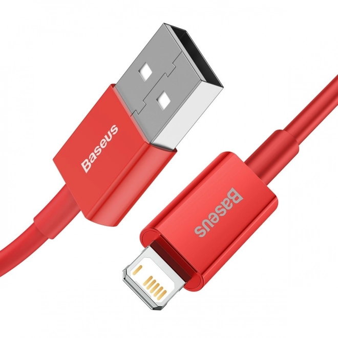 Červený USB kábel pre Apple zariadenia 2,4A 1m