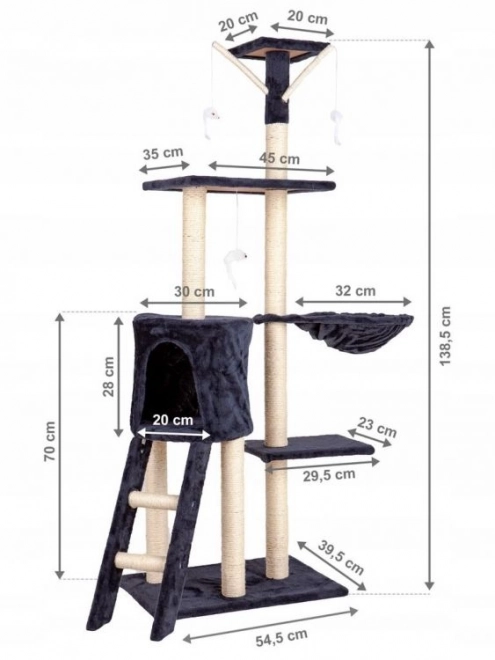 Škrabadlo pre mačky 138 cm XL tmavosivé