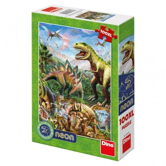 Svietiace puzzle svet dinosaurov XL 100 dielikov