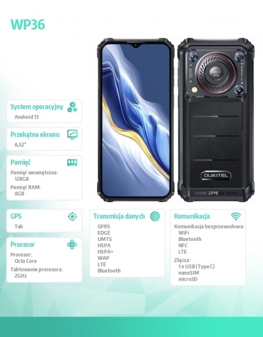 Odolný smartfón WP36 4G 8/128GB Čierny