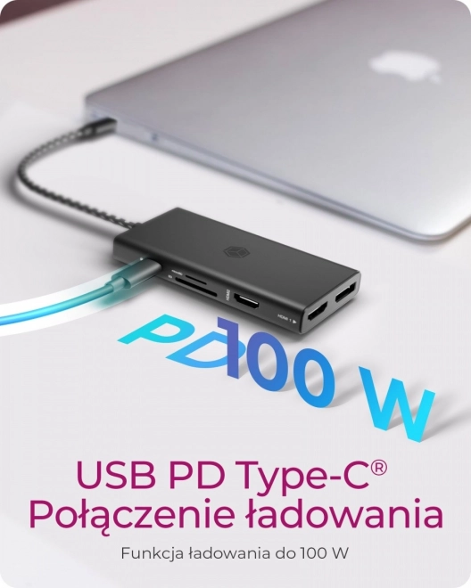 Stolová dokovacia stanica 9v1 HDMI, DP, CR, Typ-C