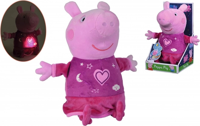 Plyšový cumlík na spanie Peppa Pig 2v1, hrajúci + svetlo, ružový, 25 cm