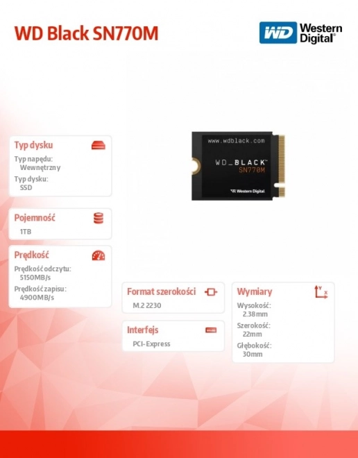 Ssd Western Digital Black SN770M 1TB NVMe