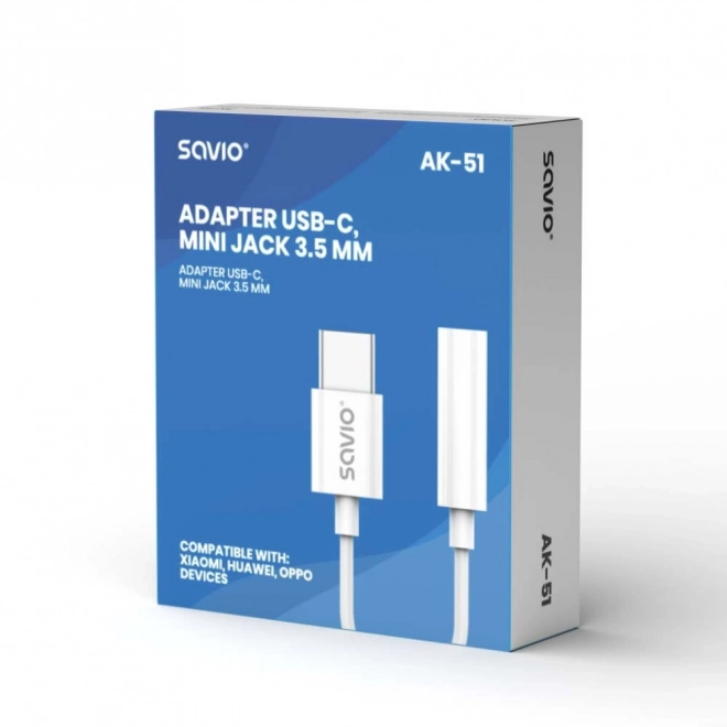 Adaptér USB-C - Mini Jack 3,5 mm, Xiaomi, Huawei, Oppo, AK-51