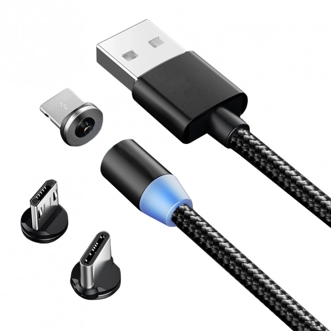 Magnetický nabíjací kábel 3v1 Micro Typ-C USB Lightning 1m