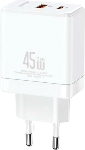 Sieťová nabíjačka USB-C+USB-A 45W GaN PD 3.0