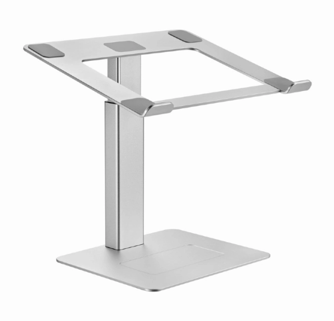 Ergonomická strieborná stojan na notebook s nastaviteľnou výškou