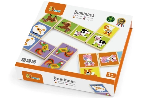 Viga Drevené domino Farma 28 kusov Montessori