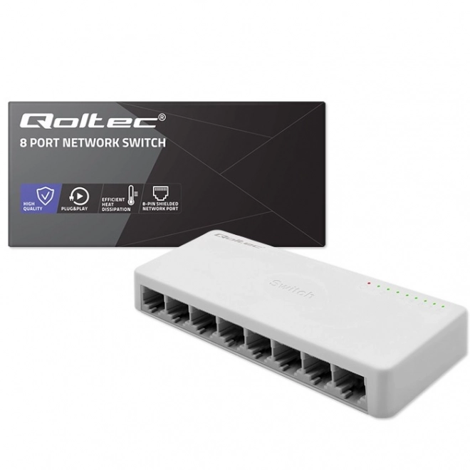 Sieťový prepínač Qoltec 8 x port RJ45 1000Mbps
