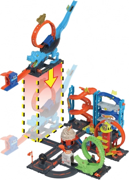 Hot Wheels City slučka T-Rexa – kaskadérska dráha s autíčkom
