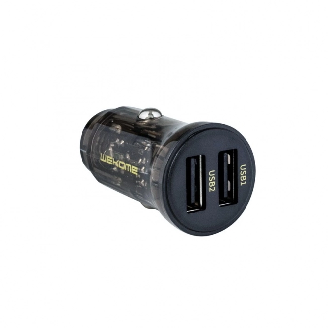 Autonabíjačka s dvoma USB-A portami, rýchle nabíjanie, 15W, čierna/priehľadná